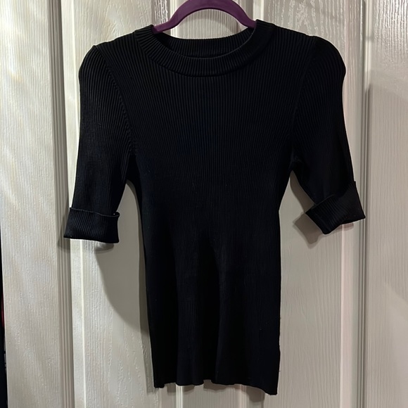 Worthington Sweaters - Worthington Black Short Sleeve Crew Neck Ribbed Sweater